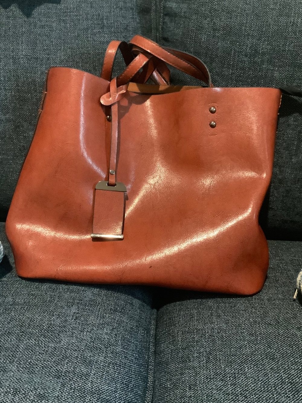 Classic Large Women's Tote Bag in Cognac Brown